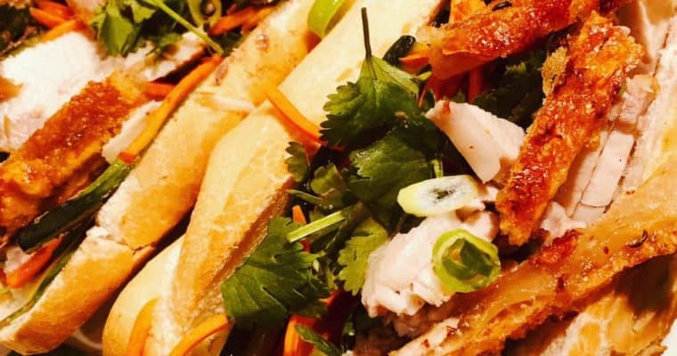 Crispy pork bahn mi rolls