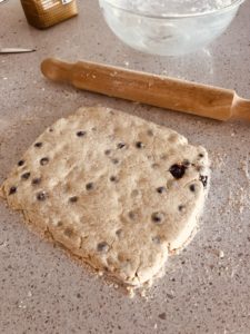 rolling out the scone dough