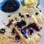 Freshly baked Blueberry scones with butter and jam