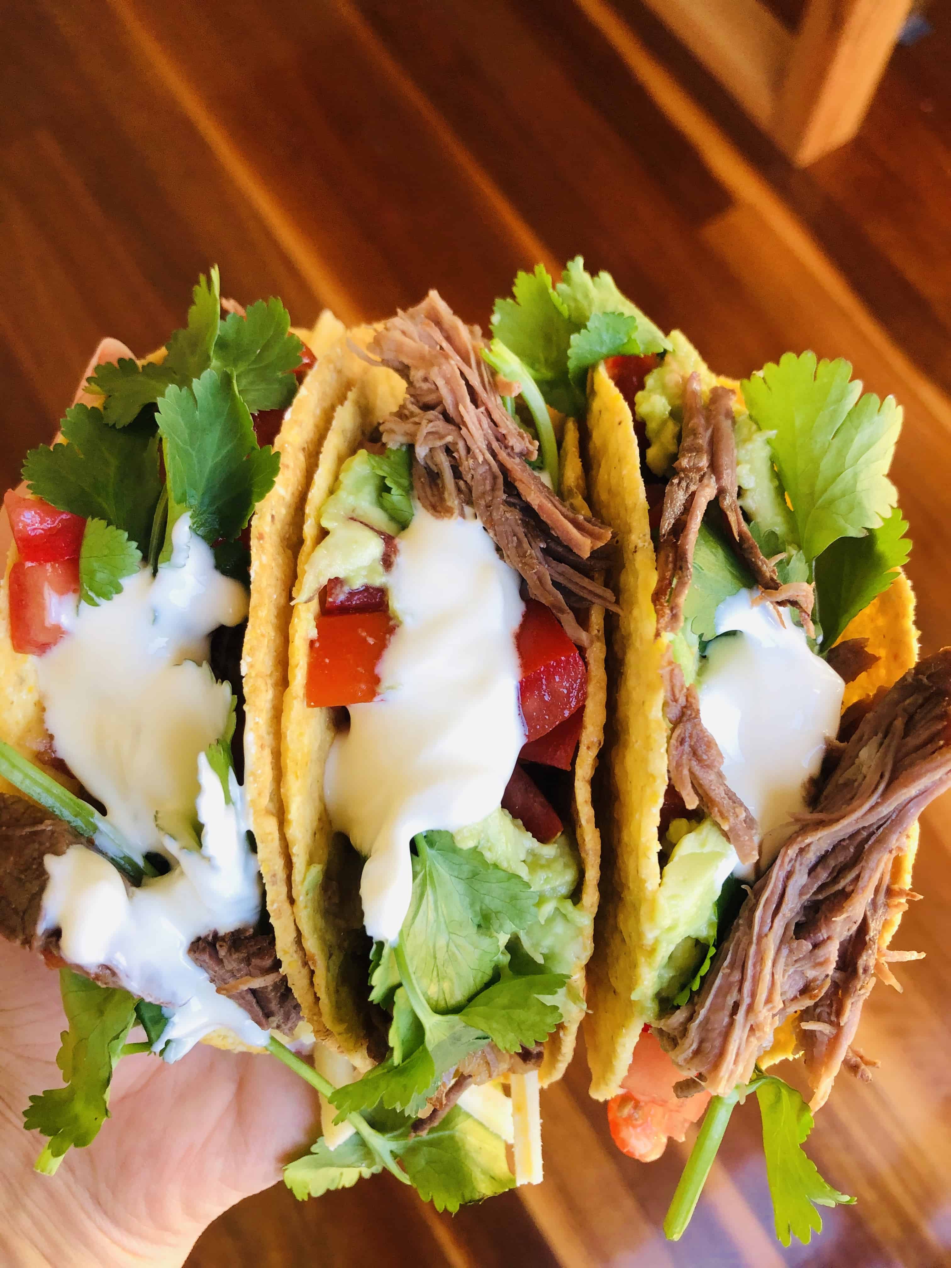 Slow cooker shredded beef tacos