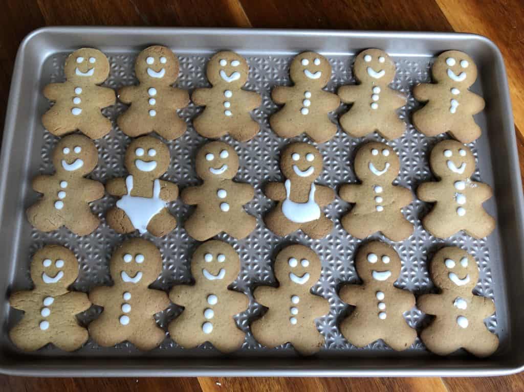 tray of freshly baked gingerbread cookies 