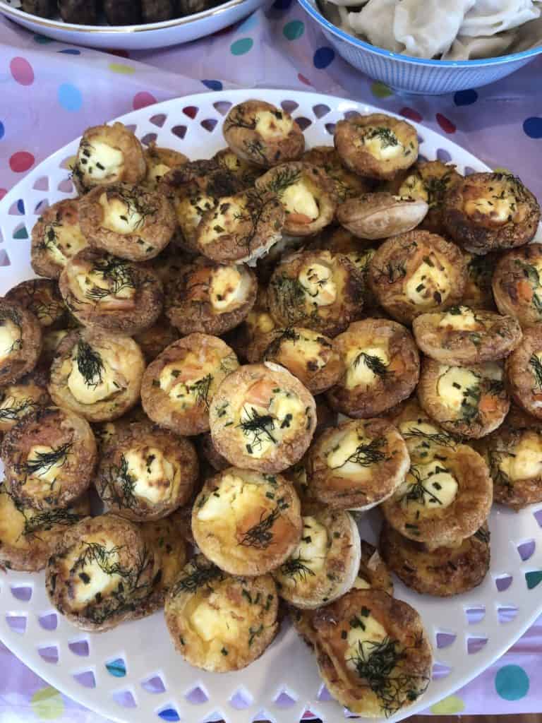 a A platter of smoked salmon tarts perfect for entertaining 