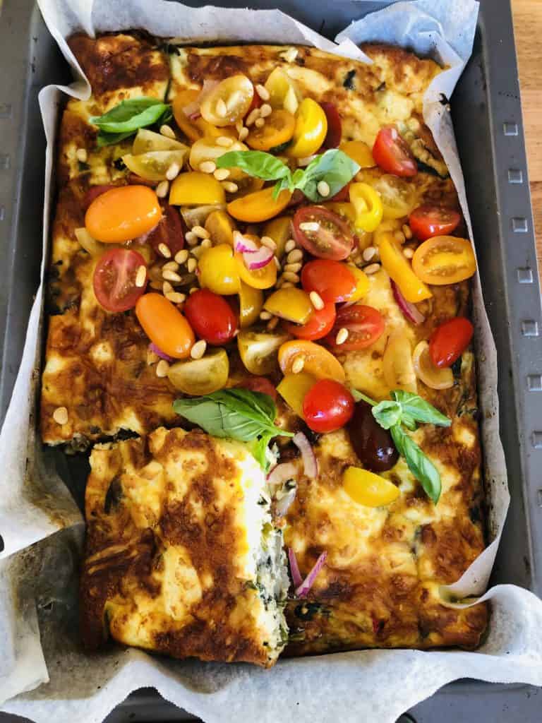 Vegetable frittata with fresh tomato salad 