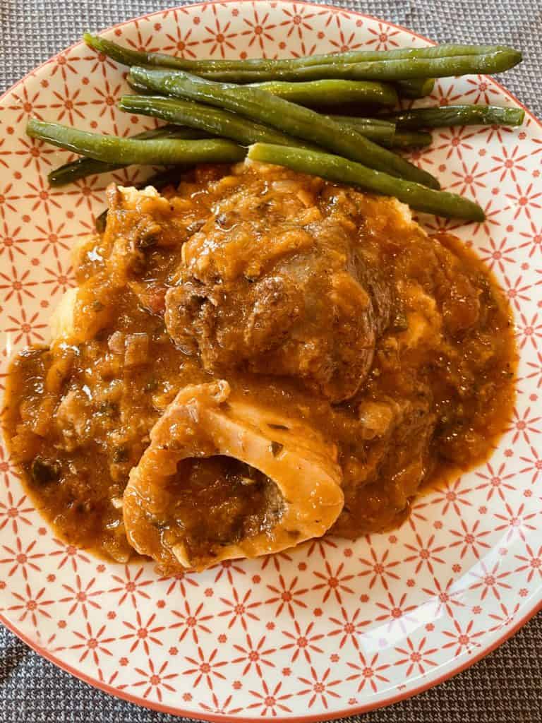 Delicious slow cooked veal in a tomato and white wine sauce. 