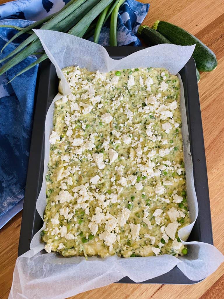 Zucchini slice ready for the oven 