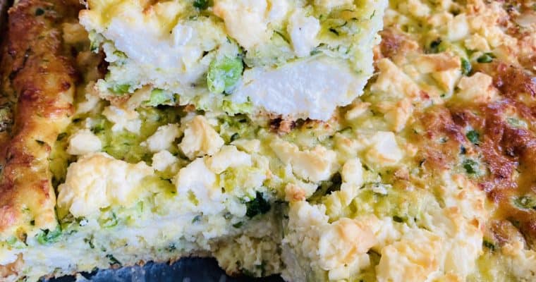 Zucchini, Pea and Feta Slice