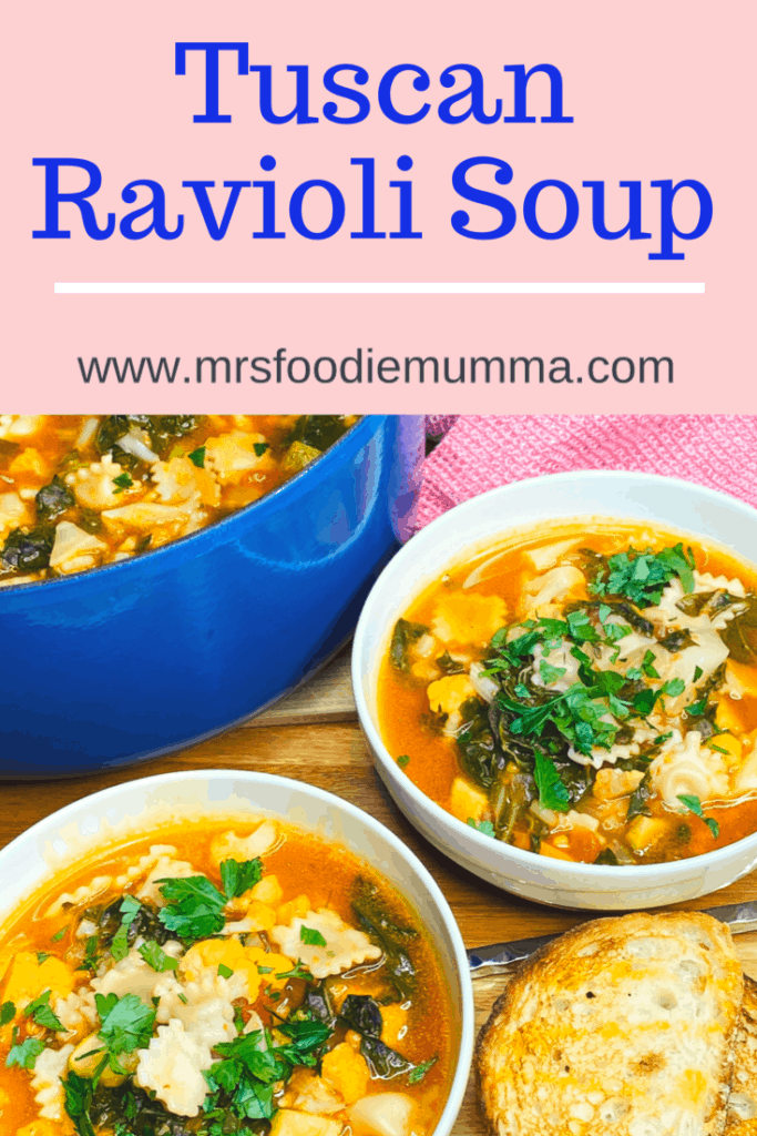 delicious and comforting Tuscan ravioli soup 