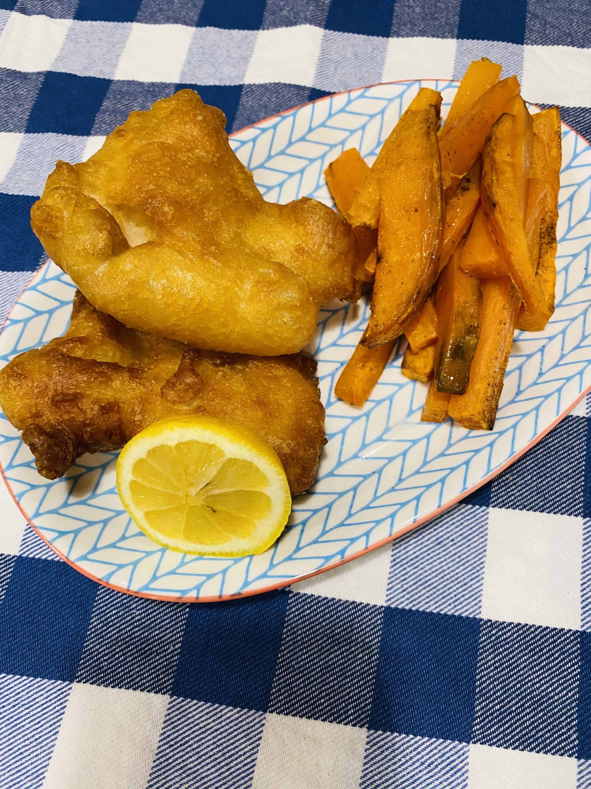 Beer battered fish and chips