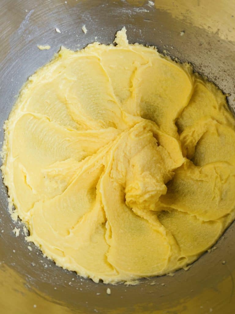 creaming butter, eggs and sugar 