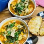 Delicious Tuscan vegetable soup with ravioli
