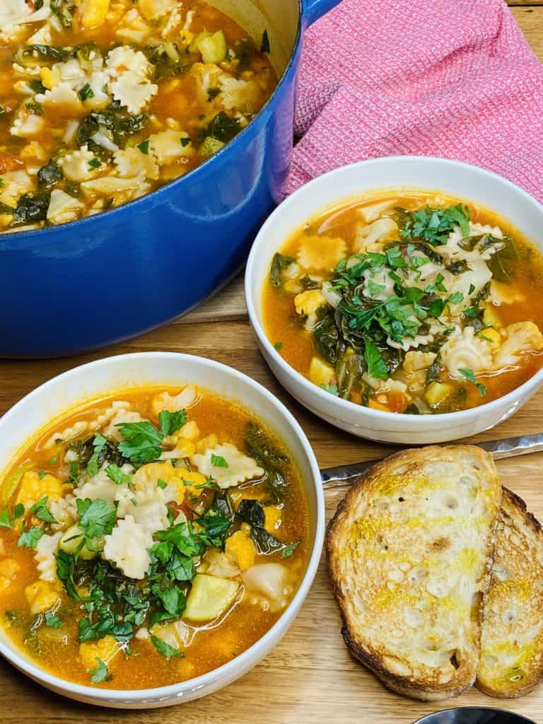 Comforting bowls of Ravioli soup