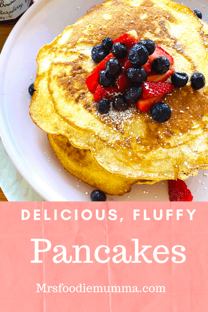 Birthday Boy with delicious, fluffy pancakes 