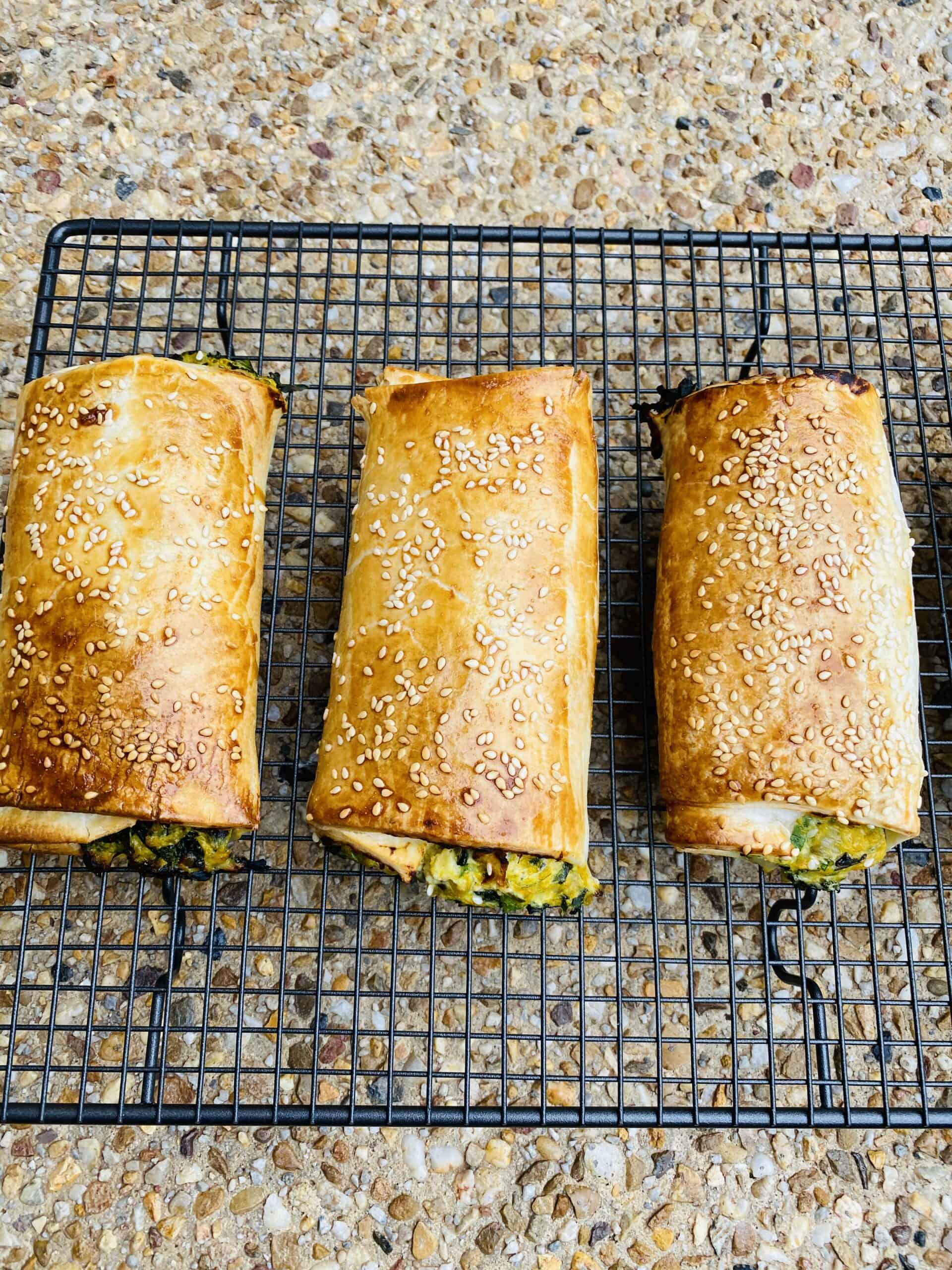 Vegetable and ricotta filled rolls