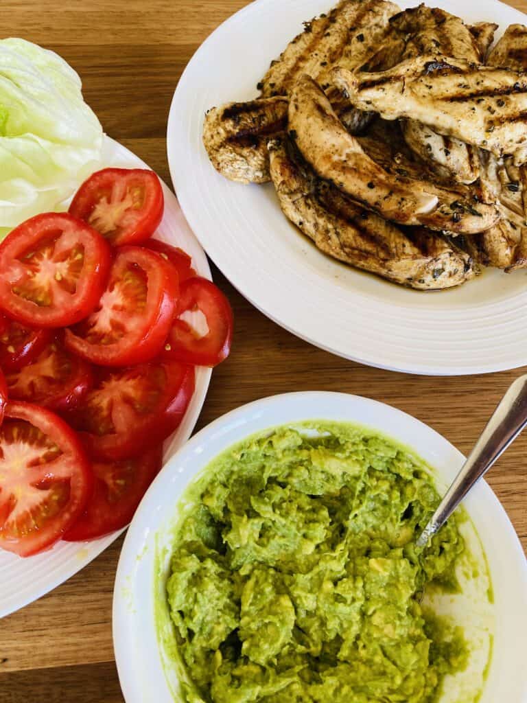 Ingredients for grilled chicken burgers