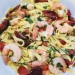 Prawn Linguine with chilli and capers