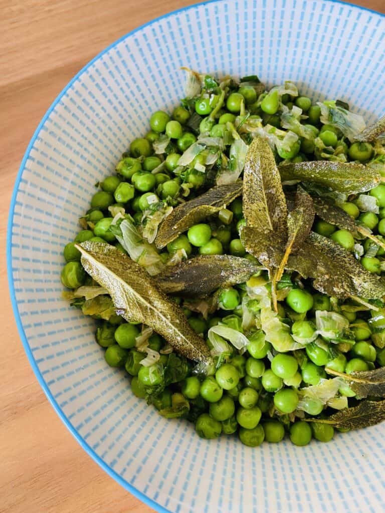 French style peas with crispy sage