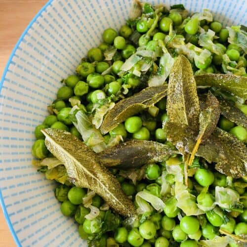 French style peas with crispy sage