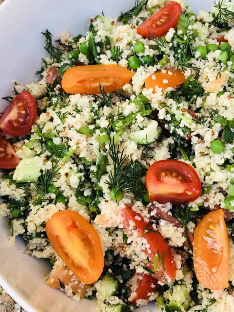 healthy couscous salad with tuna