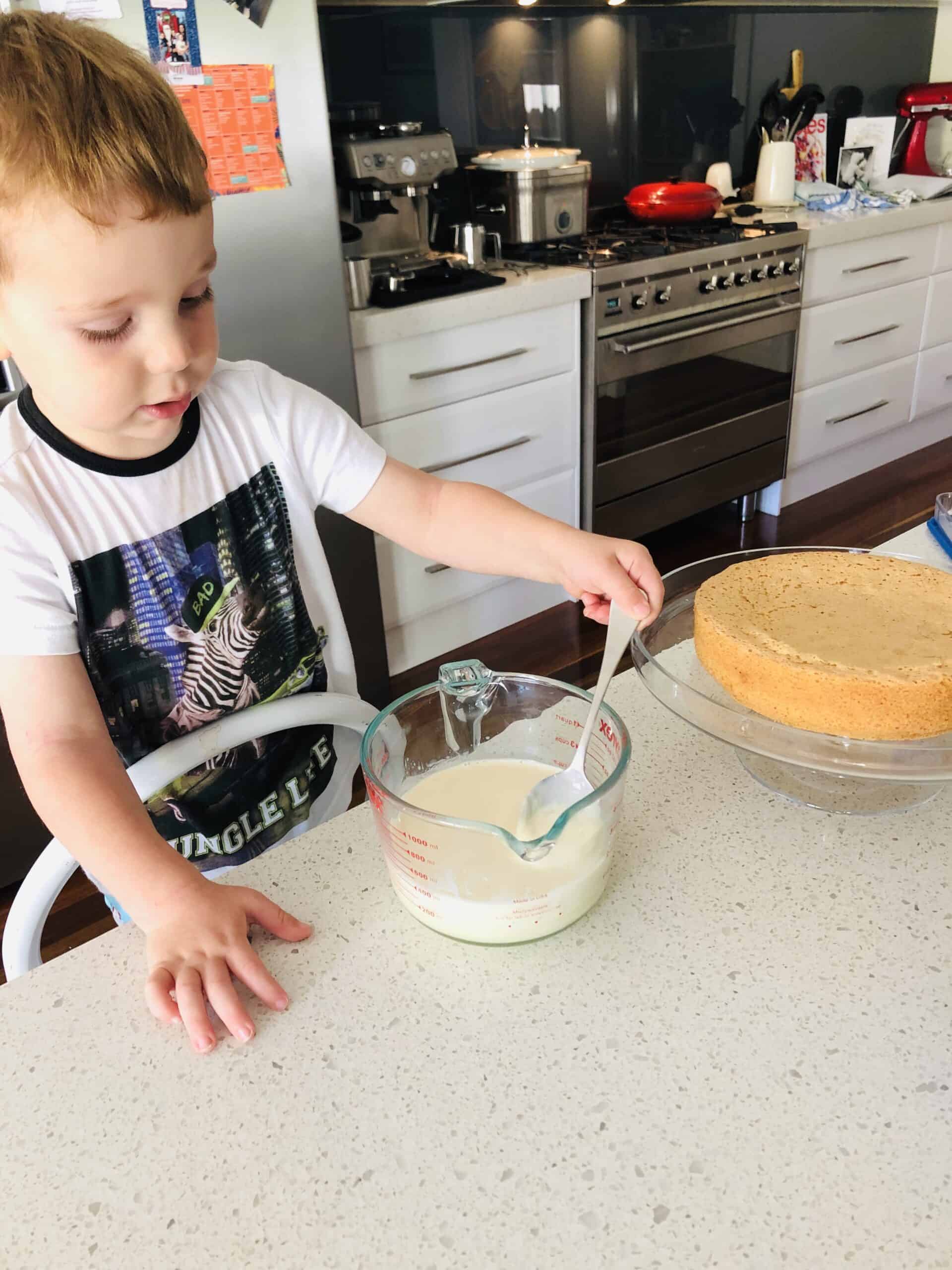 William helping in the kitchen