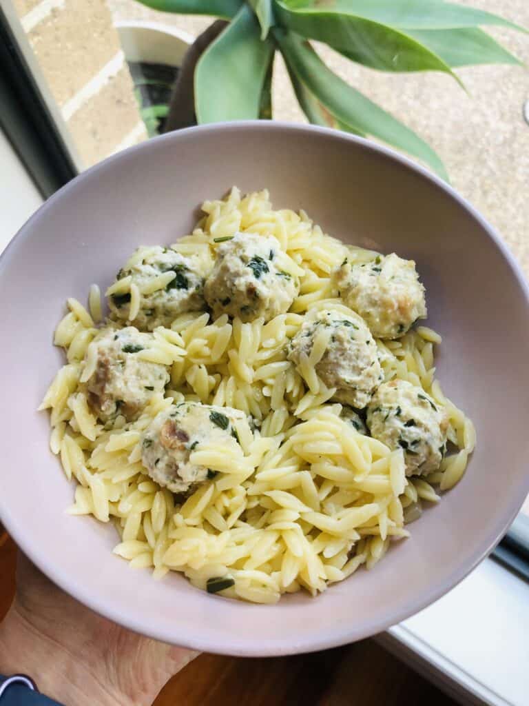 chicken meatballs with orzo