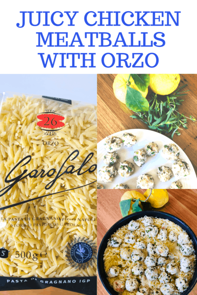 Greek chicken meatballs with orzo