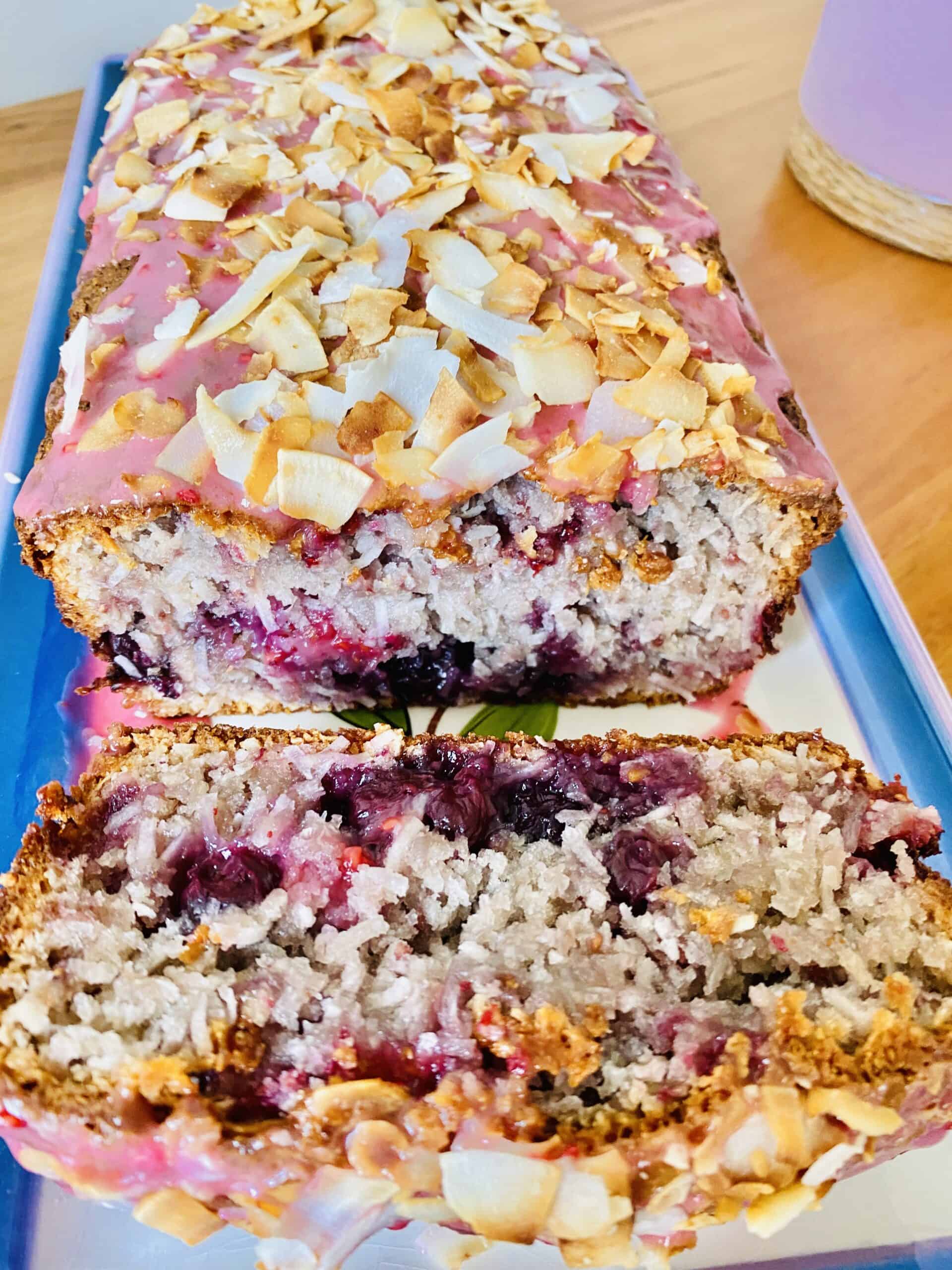 Raspberry and Coconut Loaf Cake