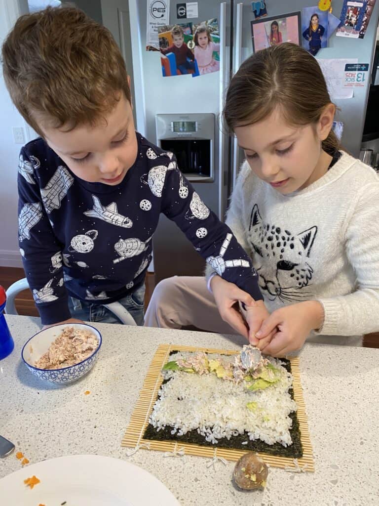 Making homemade sushi