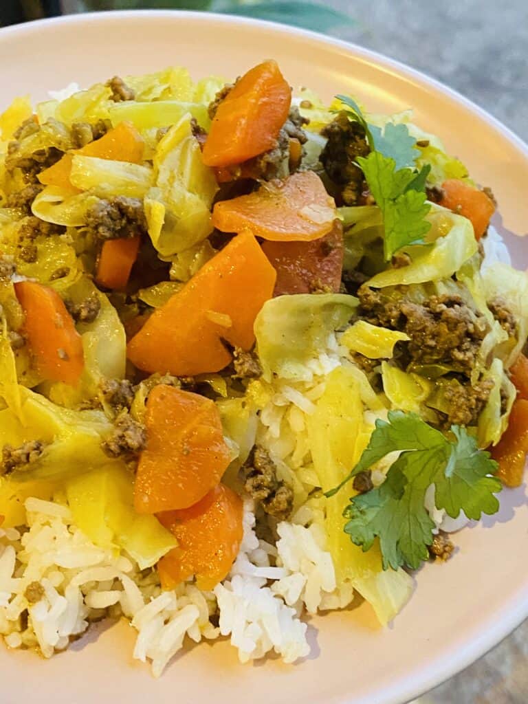 Curried beef and cabbage