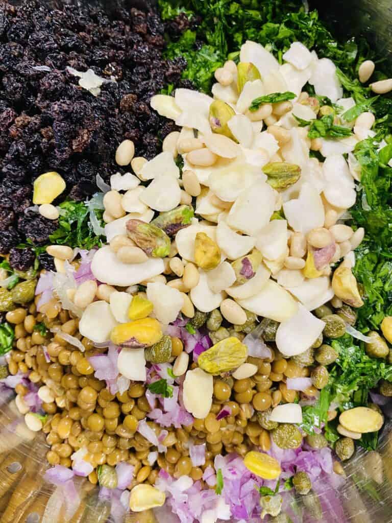 ingredients for ancient grain salad